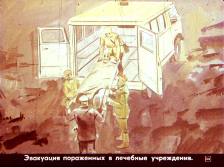 Умей действовать в очаге поражения. Диафильм СССР 1982 года