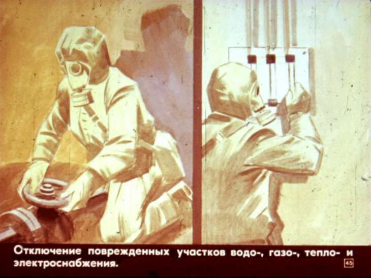 Умей действовать в очаге поражения. Диафильм СССР 1982 года
