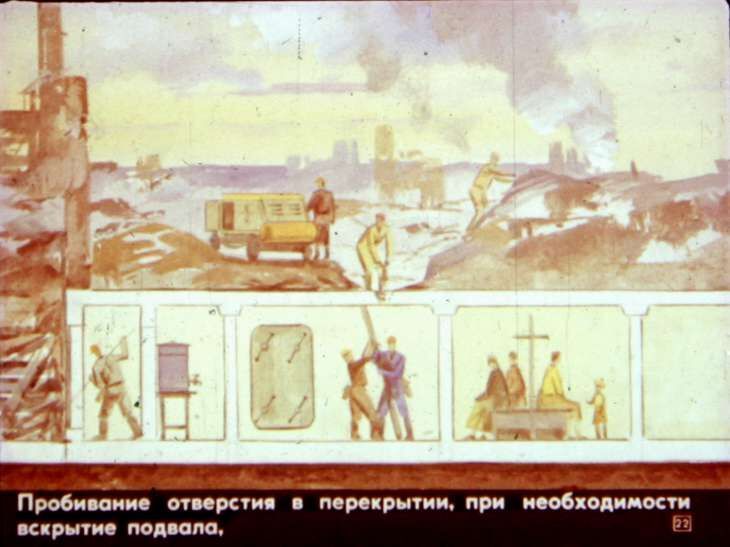 Умей действовать в очаге поражения. Диафильм СССР 1982 года